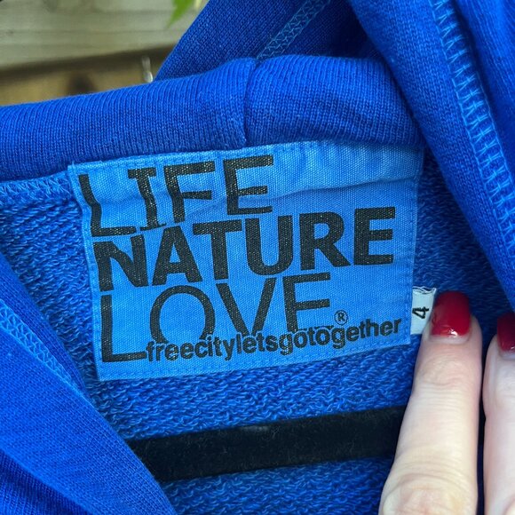 Free City Superfluff Lux Pullover Hoodie Electric Blue Size XL Cozy Minimalist - Picture 3 of 5